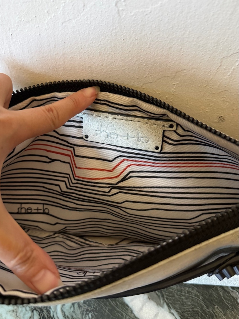 she+lo Distressed Look Zip Clutch - Picture 6 of 6